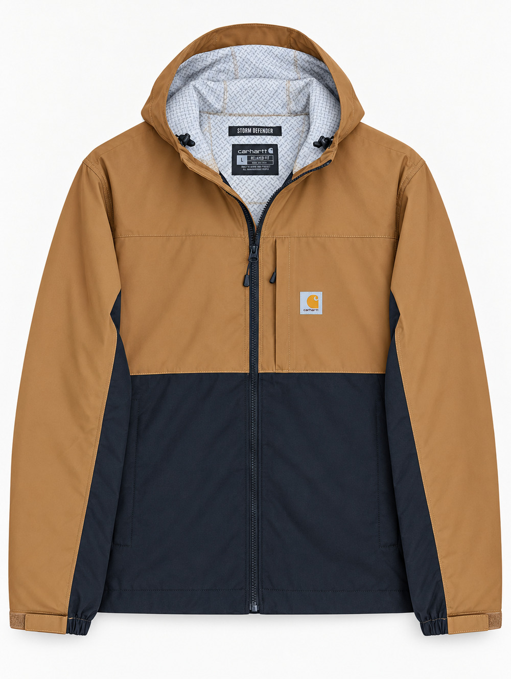 Carhartt Monterey Storm Defender Jacket Mens L Brown Black Hooded 105751 NWT